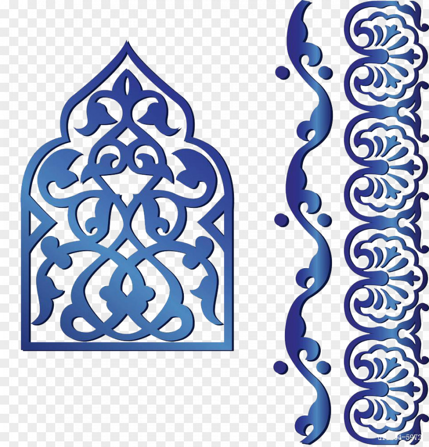 Blue Islamic Traditional Pattern Decoration Geometric Patterns Clip Art PNG