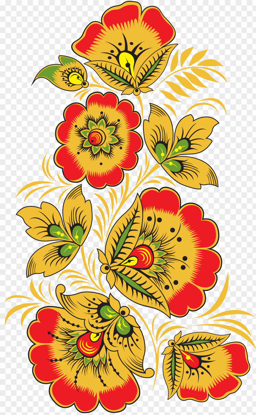 Design Floral Khokhloma Ornament Art Clip PNG