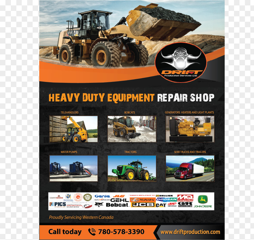 Elegant Flyer Heavy Machinery Display Advertising Telescopic Handler PNG