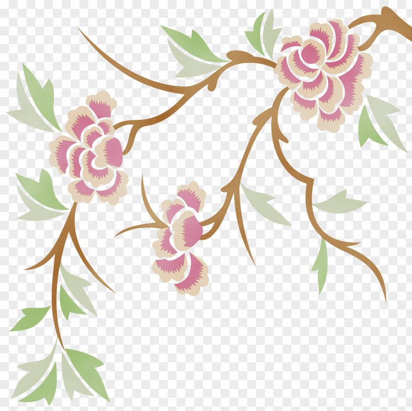 Rose Wildflower Watercolor Floral Background PNG