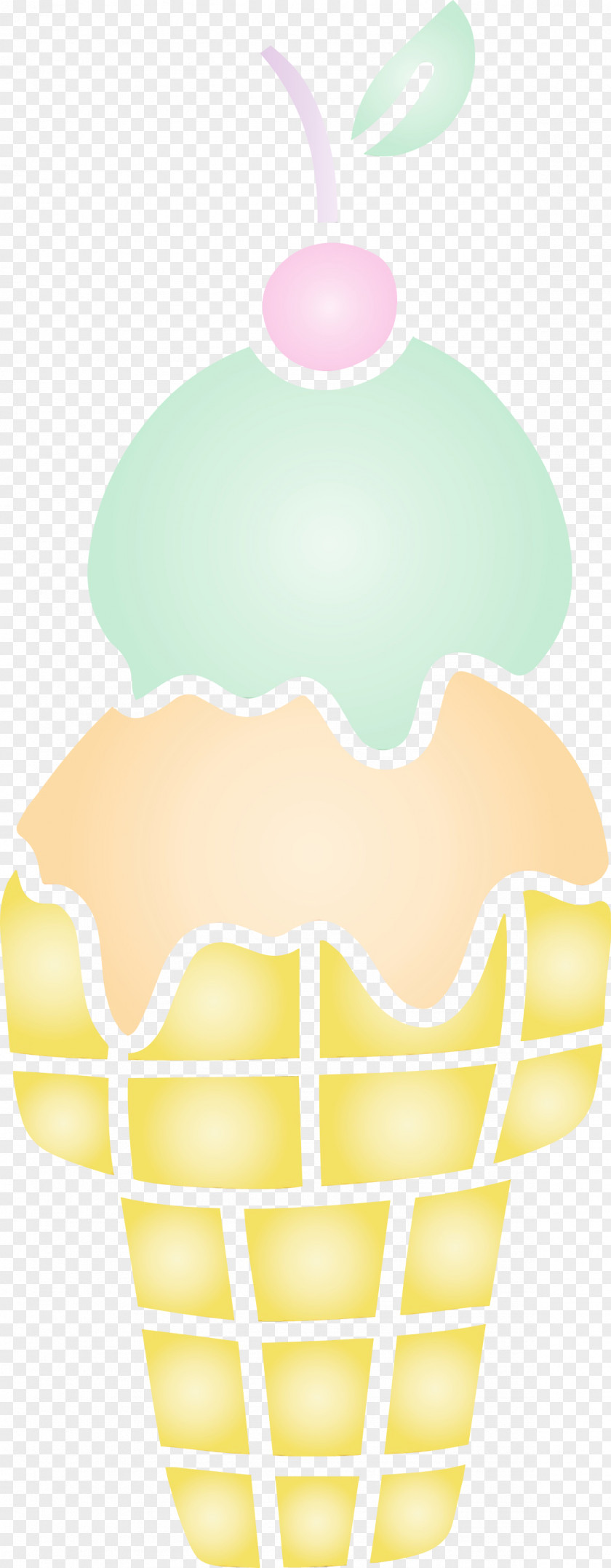Ice Cream Cone Yellow Pattern Fruit PNG