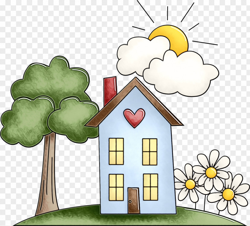 Cartoon House Plant Home PNG