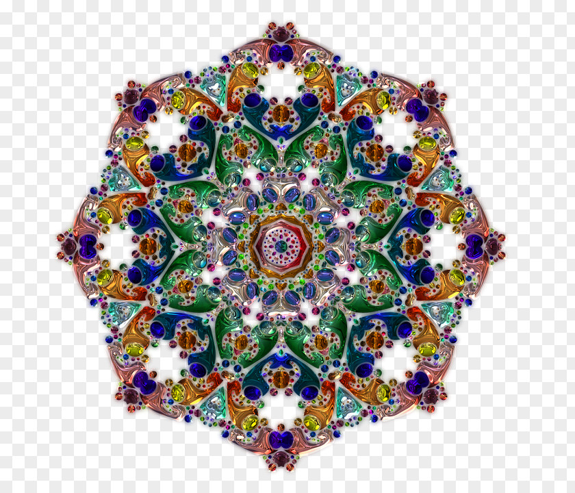 Colorful Glass Mandala Drawing Doodle Illustration PNG