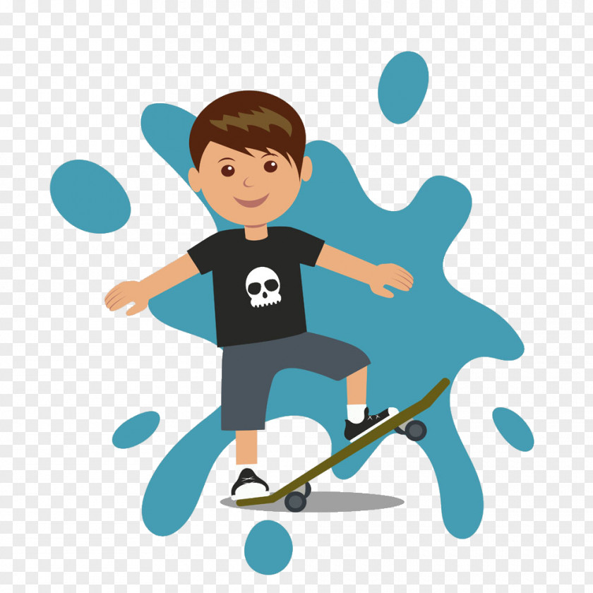 Skateboarding Boy Illustration PNG