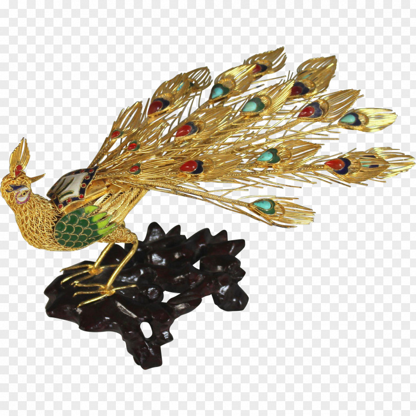 Bird Cloisonné Feather Brooch Pavo PNG