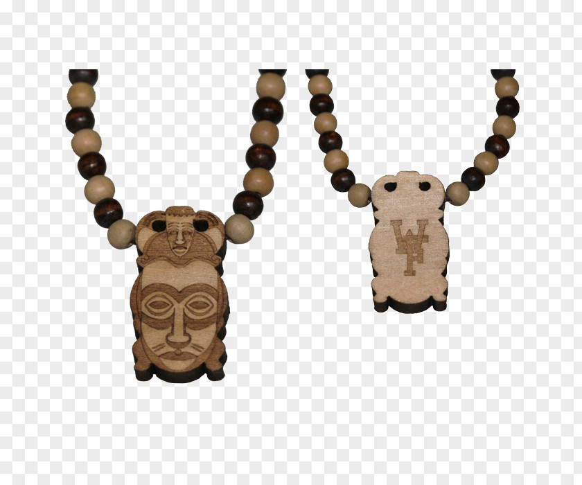 African Mask Wood Necklace Animal PNG