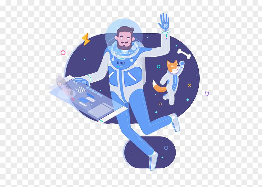 Blue Cartoon Astronaut Drawing Graphic Design Illustration PNG