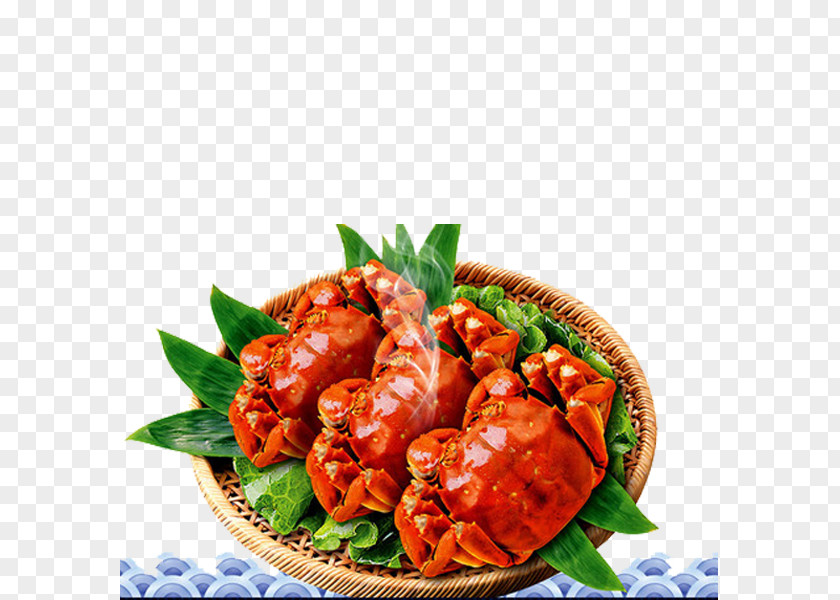 Big Crab And Leaves Yangcheng Lake Large Shanghai Cuisine Chinese Mitten PNG