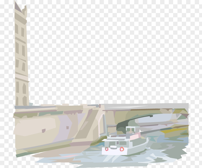 Europe Bridge Boat Notre-Dame De Paris Drawing Illustration PNG
