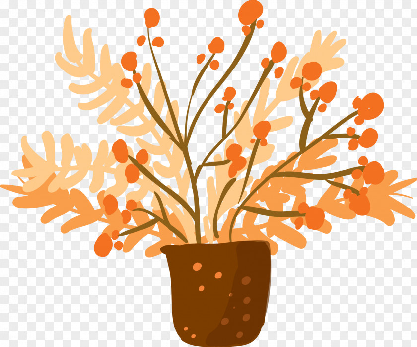 Ornamental Flower Orange Illustration Design PNG
