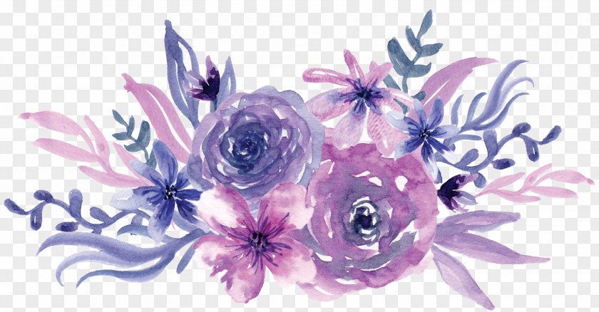Watercolor Purple Flowers Painting Flower PNG