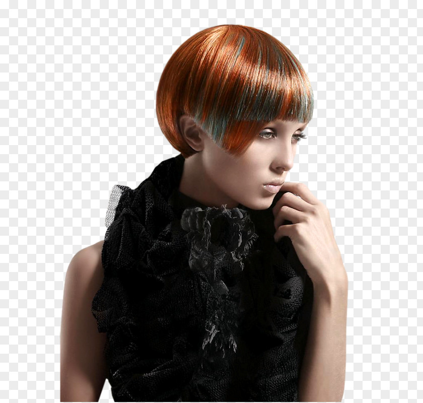 Woman Bangs Hair Coloring Layered Black PNG