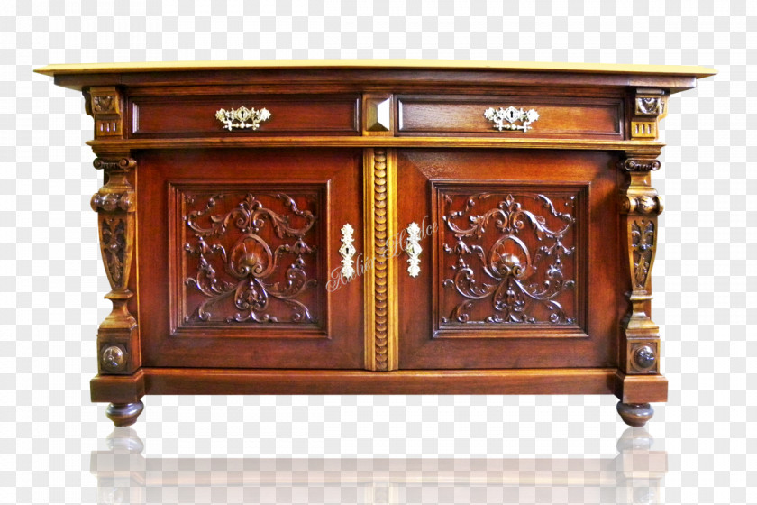 Antique Buffets & Sideboards Chiffonier Carving Wood Stain PNG