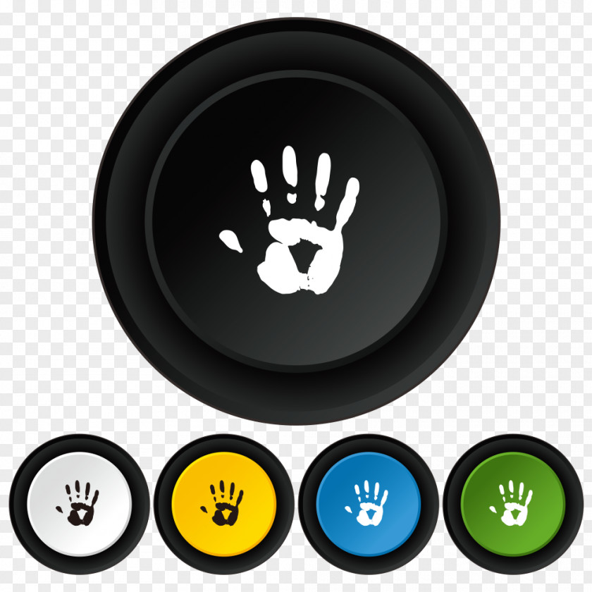 Push Button,Handprint Symbol Icon PNG