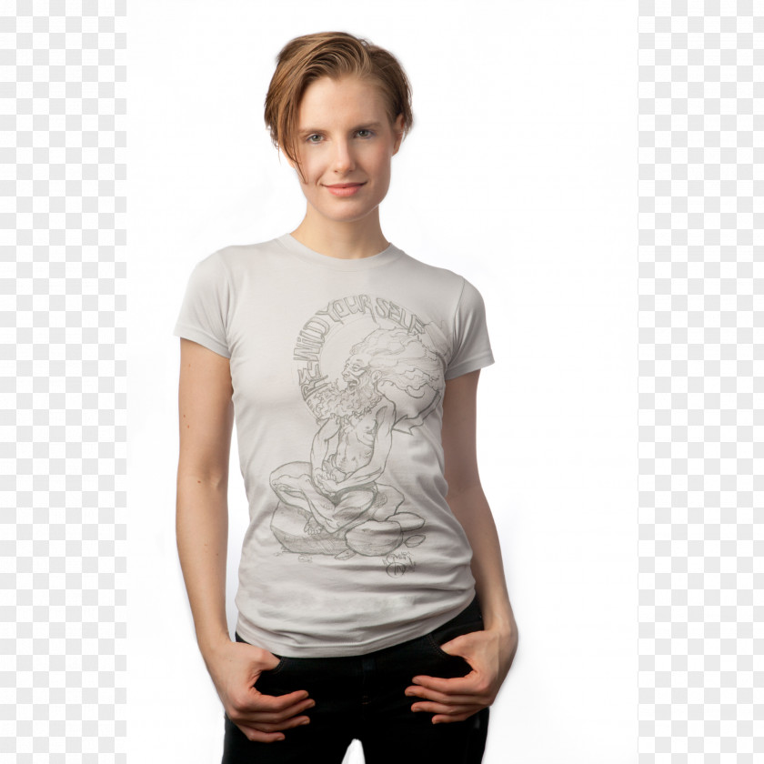 Female Fashion Long-sleeved T-shirt Shoulder PNG