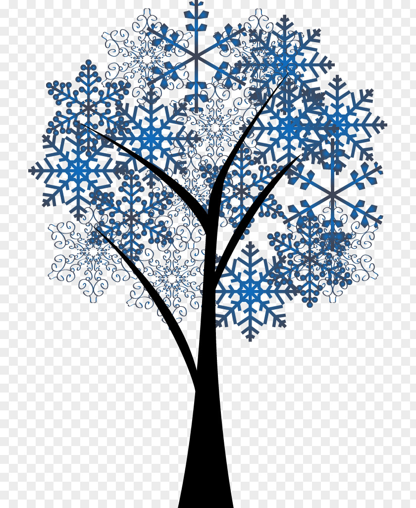 Long Snowflake Tree Design Vector Material Twig PNG
