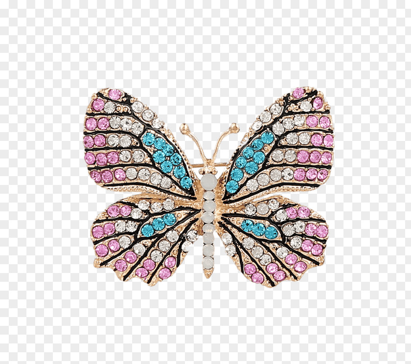 Butterfly Brooch Imitation Gemstones & Rhinestones Earring Jewellery PNG