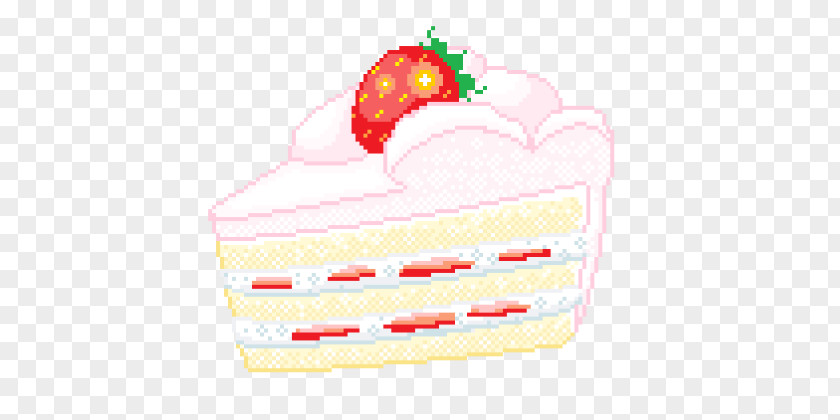 Cake Strawberry Cream Food Pixel Art PNG