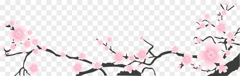 Sakura Plum Blossom Ink Wash Painting Watercolor PNG