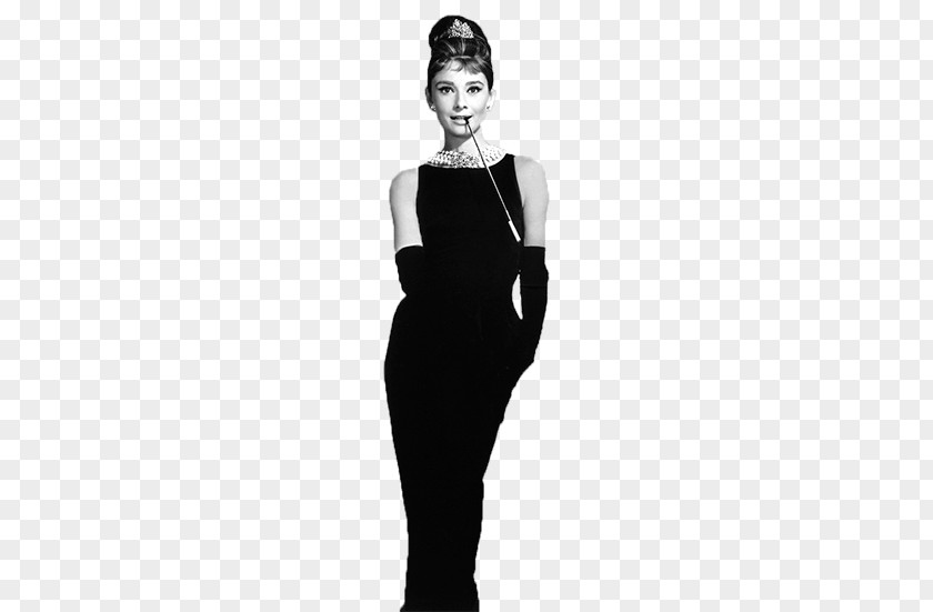Actor Black Givenchy Dress Of Audrey Hepburn Hollywood Standee Film PNG