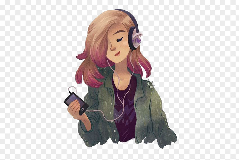 Girl Listening To Music PNG listening to music clipart PNG