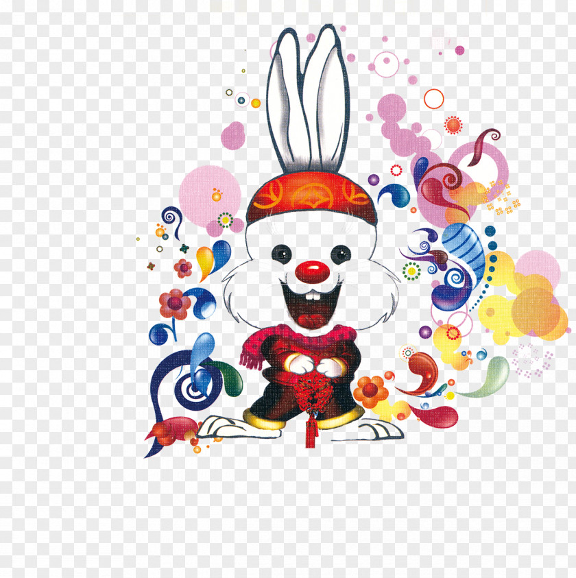 Cute Bunny Chinese New Year Greeting Card Zodiac Dragon PNG