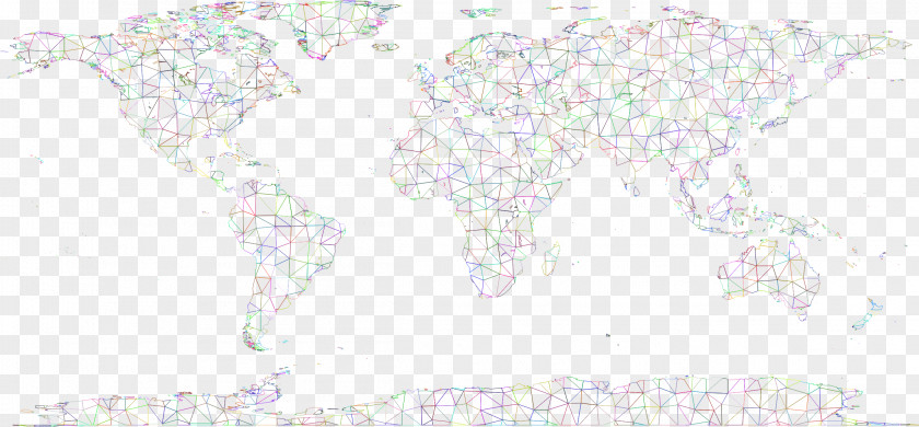 World Map Line Art Organism PNG