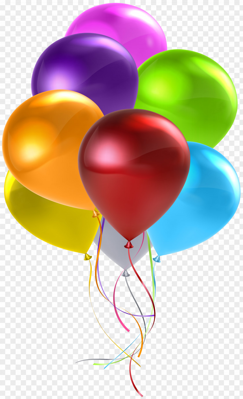 Colorful Balloon Bunch Transparent Clip Art Mylar Birthday Wish PNG