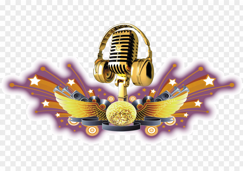 Golden Microphone With Wings Download Computer File PNG