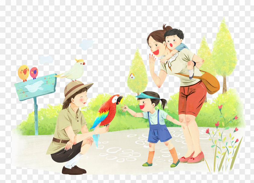 The Child Plays Parrot Scarlet Macaw Illustration PNG