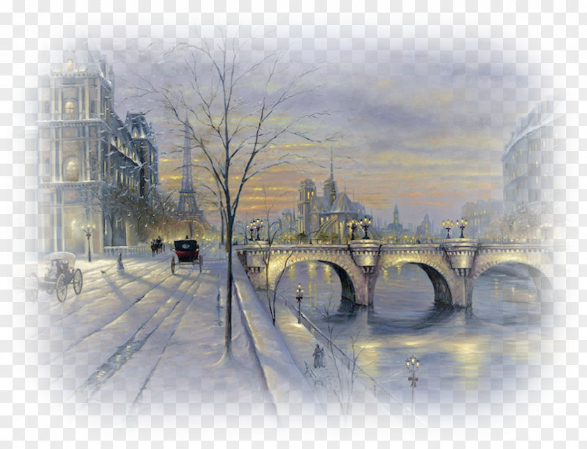Winter Landscape Paris Oil Painting Artist PNG