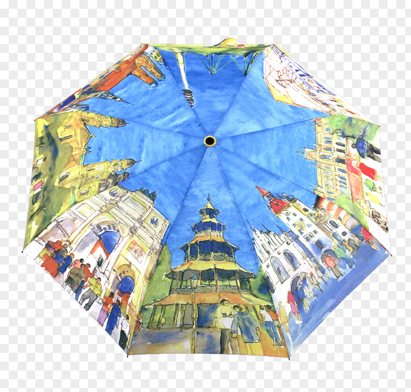 Eight Canvas Umbrella Oil Painting Gratis PNG