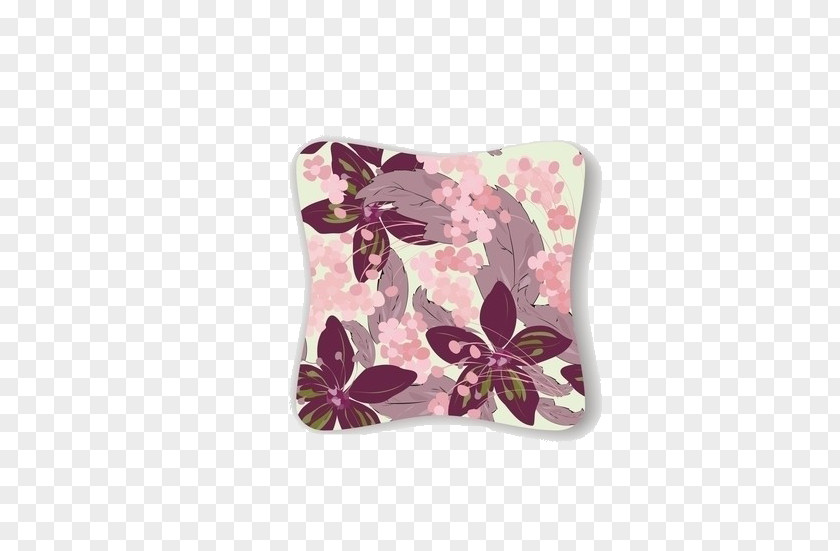 Purple Flowers Pillow Flower Watercolor Painting Pattern PNG