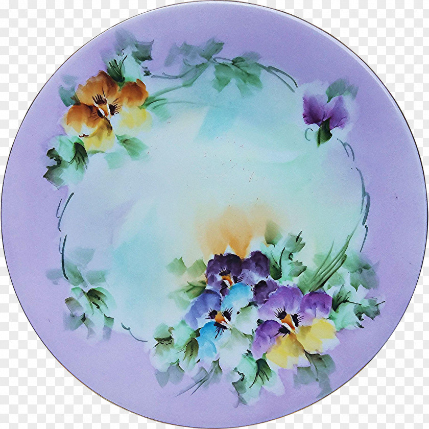 Blue Floral Plate Porcelain Tableware Flower China Painting PNG
