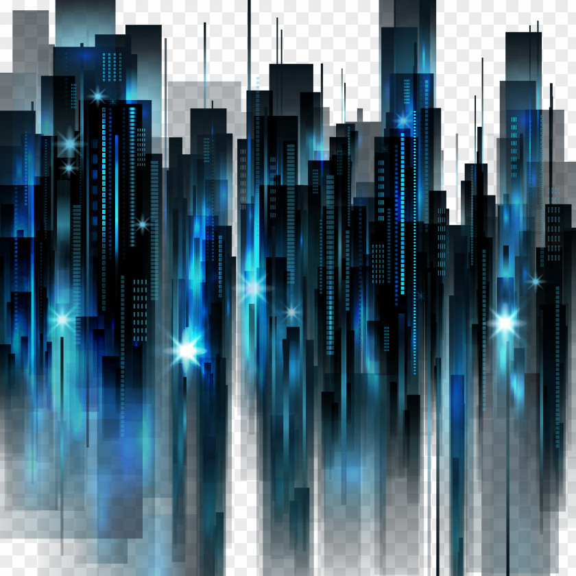 Blue Star Building Effect Elements Download Icon PNG