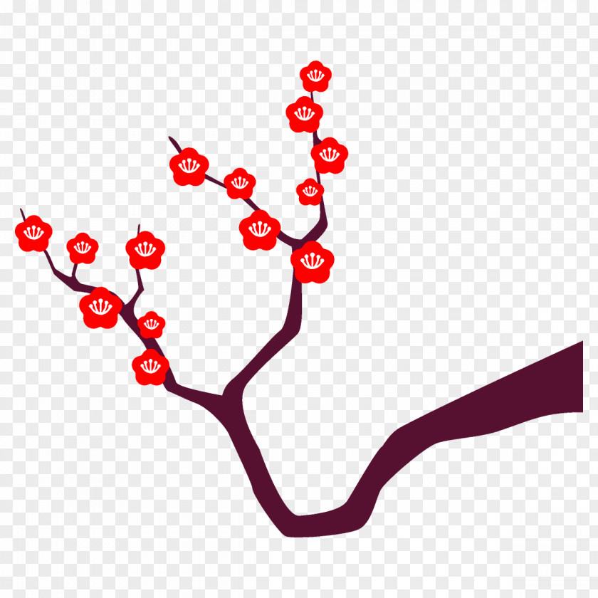 Plum Branch Winter Flower PNG