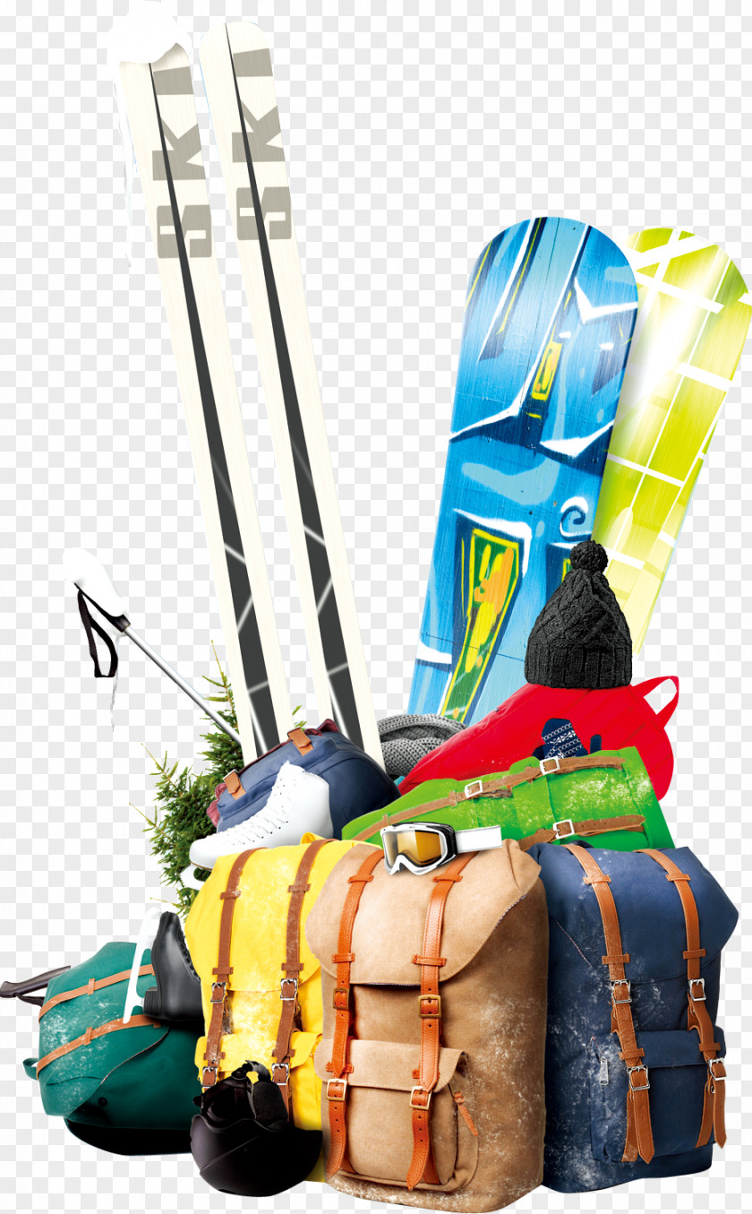 Ski Baggage Travel Tourism Backpack Suitcase PNG