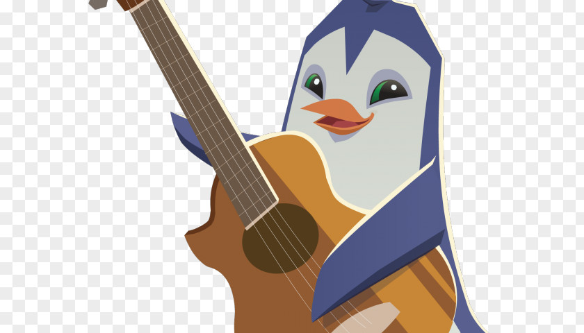 Animation Acoustic Guitar Penguin Cartoon PNG