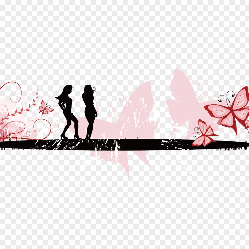And Butterfly Dance Silhouette Character PNG