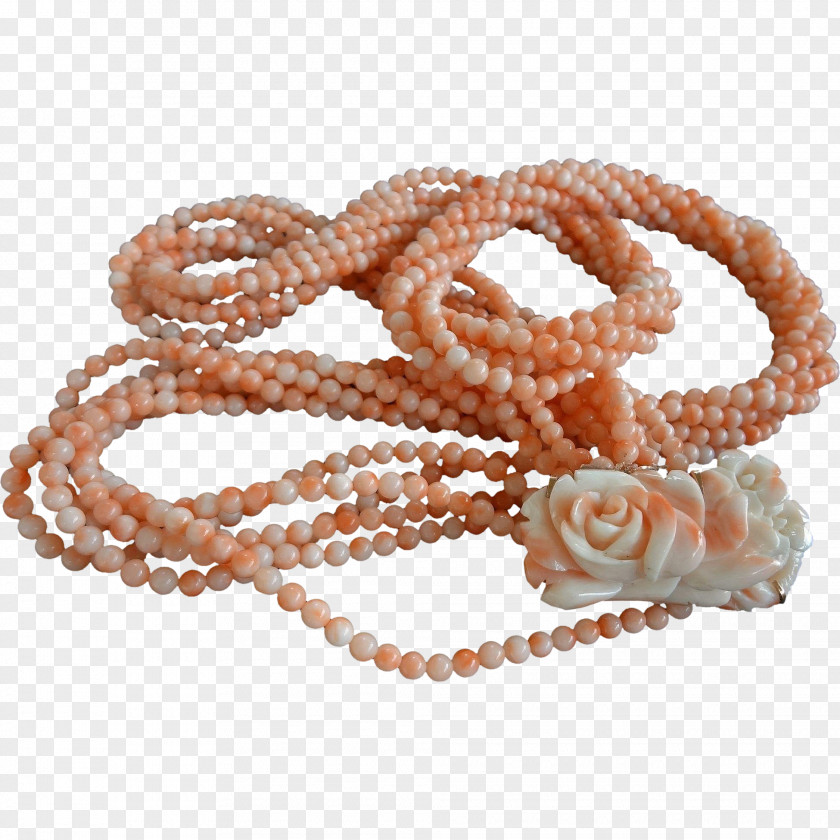 Carved Exquisite Pearl Red Coral Necklace Orange PNG