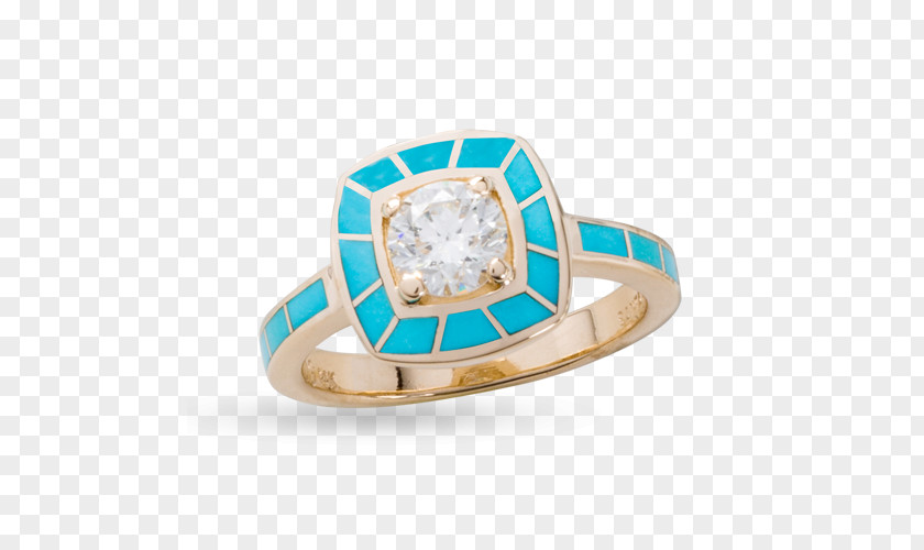Ring Halo Turquoise Diamond Bezel Santa Fe Goldworks PNG
