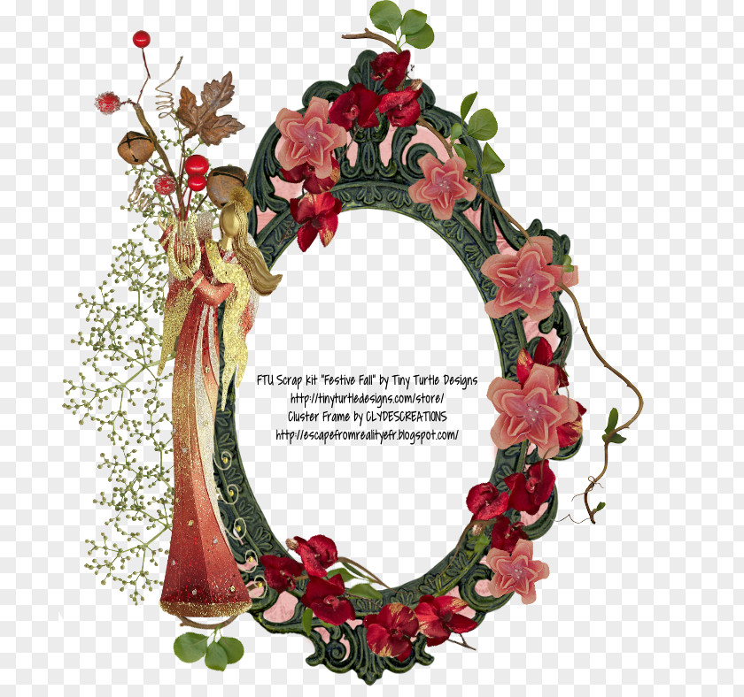 Design Floral Wreath Christmas Ornament PNG
