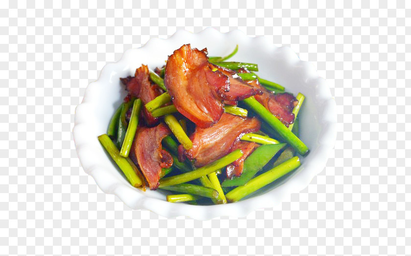Garlic Fried Bacon Vegetarian Cuisine Twice Cooked Pork Stir Frying PNG