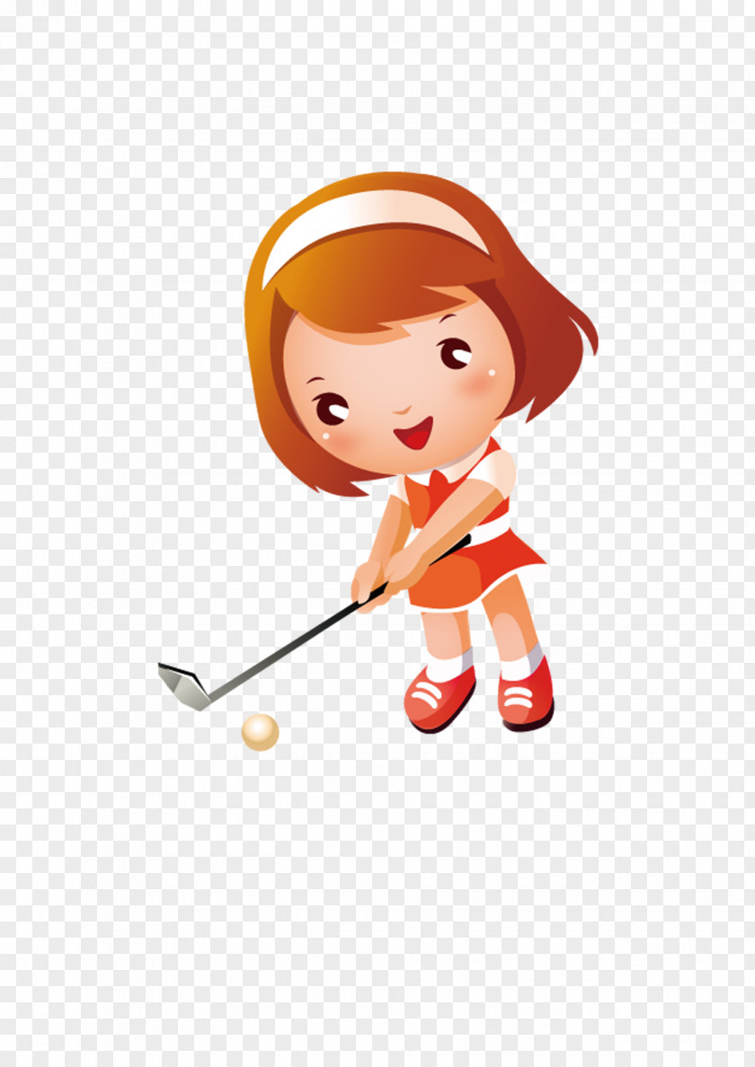 Golf Sport PNG , Little girl playing golf clipart PNG