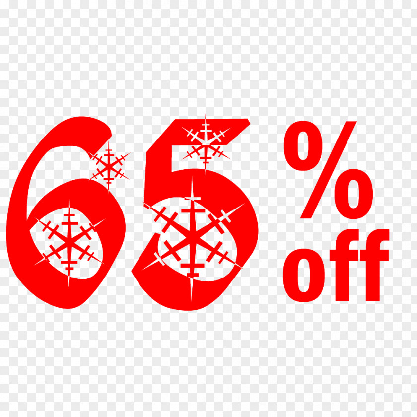 Snow Christmas Sale 65% Off Discount Tag. PNG