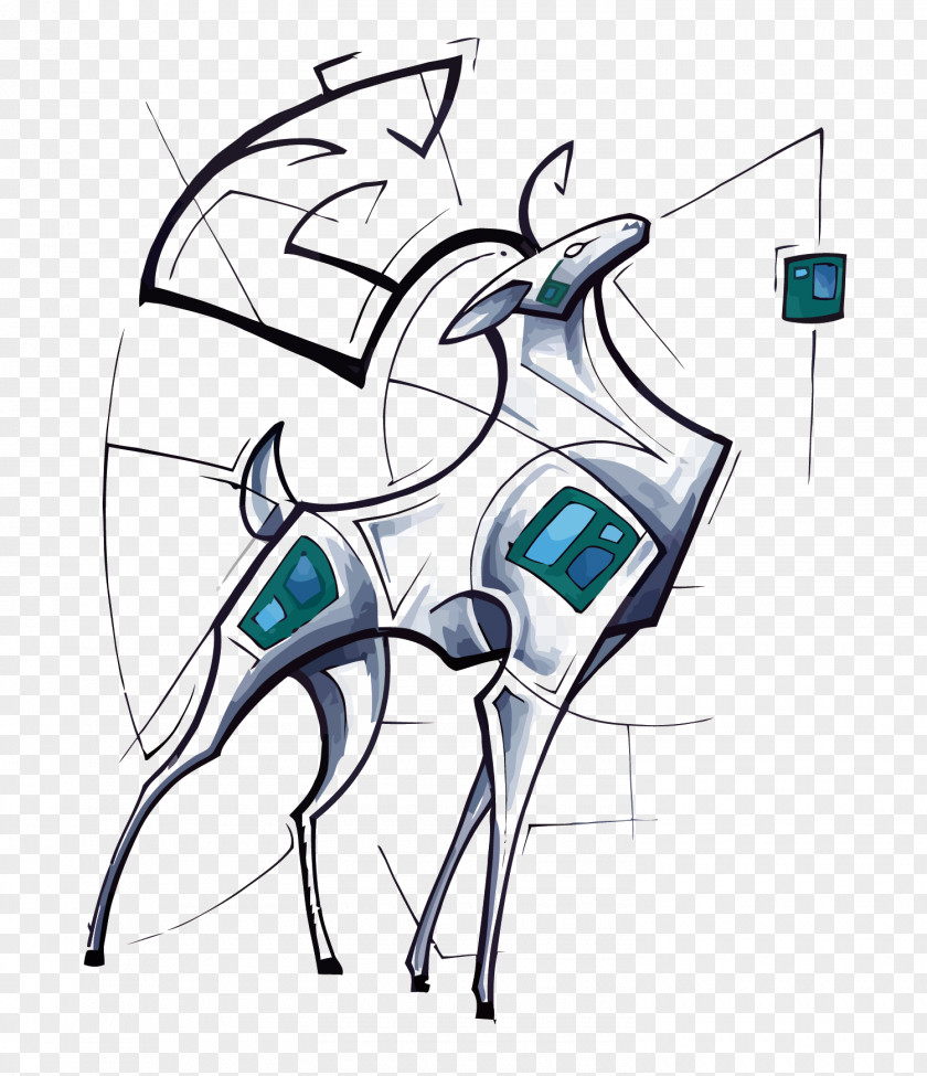 Vector Geometric Deer Geometry Sketch PNG
