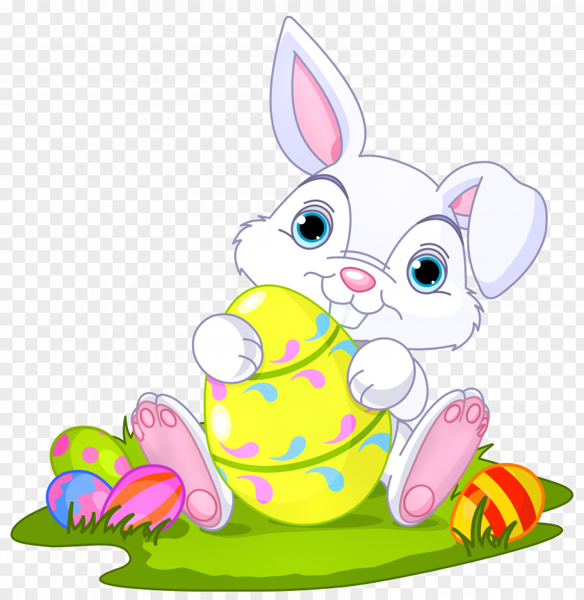 Easter Bunny With Eggs Decor Clipart Picture Domestic Rabbit Clip Art PNG