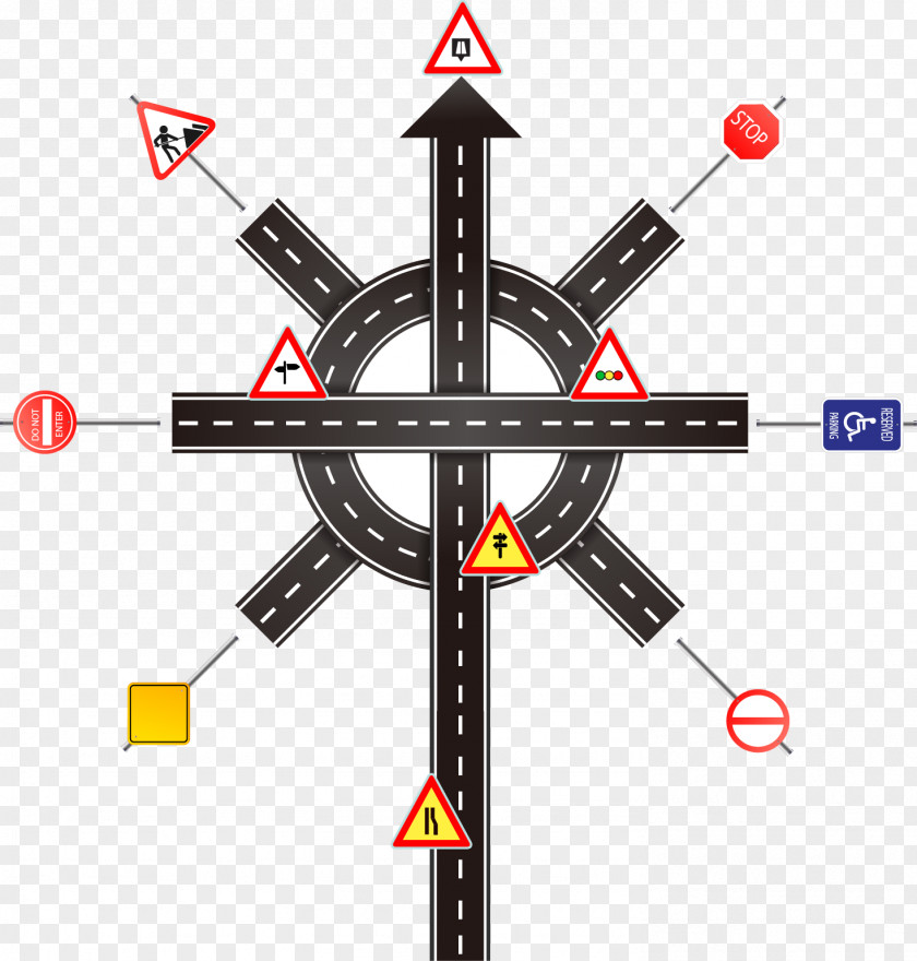 Vector Painted Road Public Transport Time Clock Management Business PNG