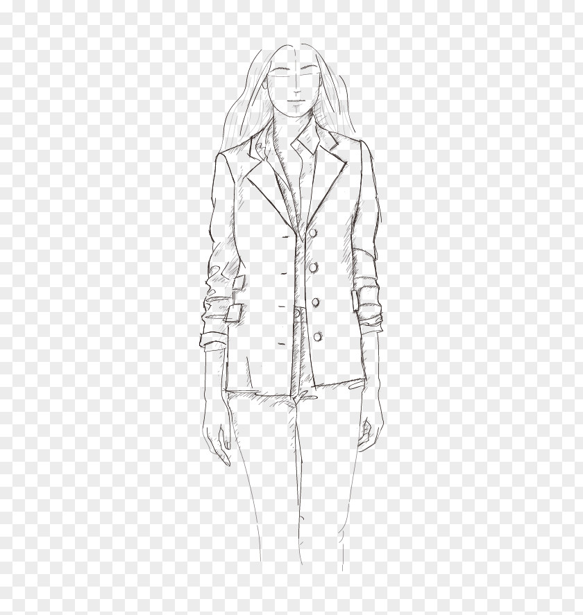 Jacket White Drawing Line Art Sketch PNG
