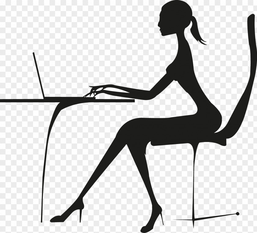 Professional Women Laptop Businessperson Silhouette PNG